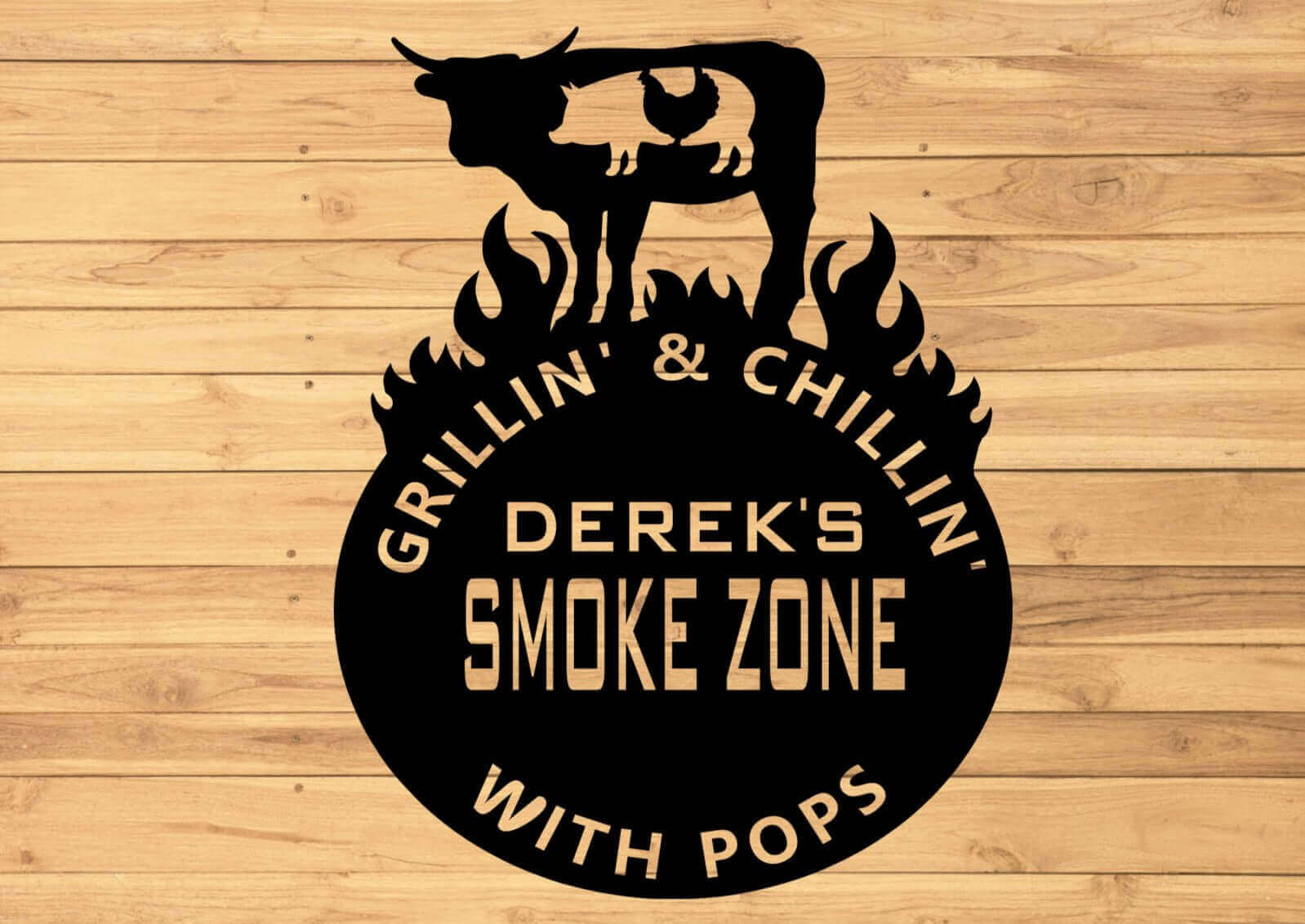 Smokehouse with Flames Metal Barbecue Sign