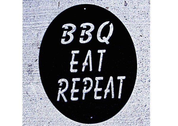 BBQ Eat Repeat Metal Sign