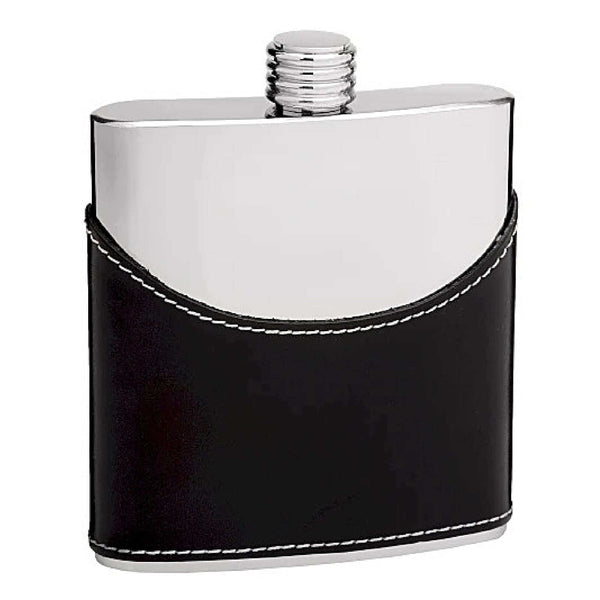 Black Cow Leather Hip Flask Holding 6 oz
