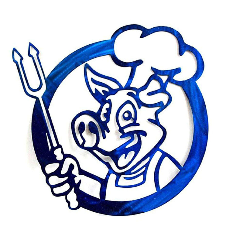 BBQ Cartoon Pig Metal Sign