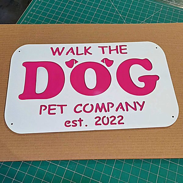 Walk the Dog Custom Metal Logo Sign