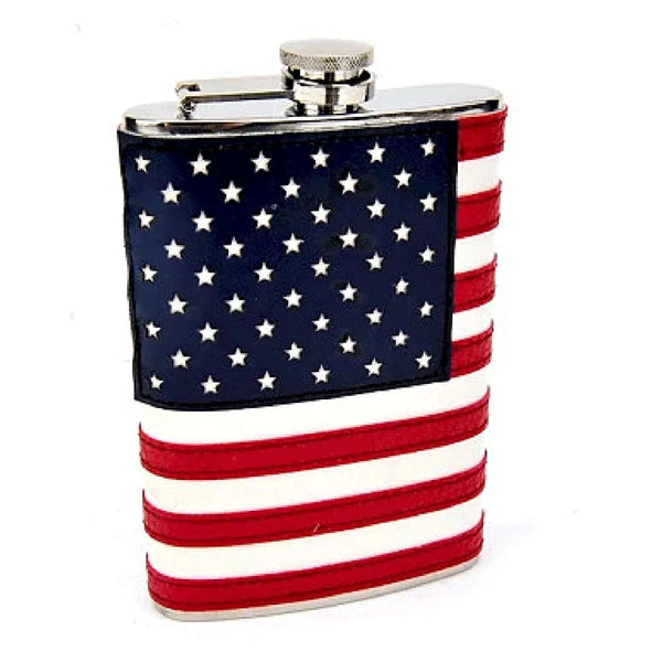 American Flag Flask Leather gift for dad