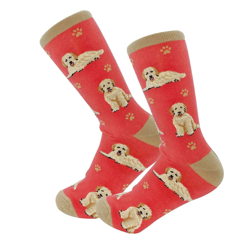 Goldendoodle Dog Socks - Coral