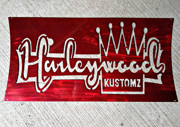 Harleywood Kustomz Custom Metal Logo Sign