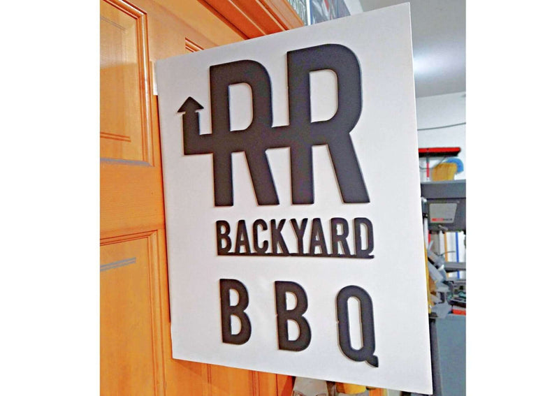 RR Backyard BBQ Custom Metal Logo Flange Sign