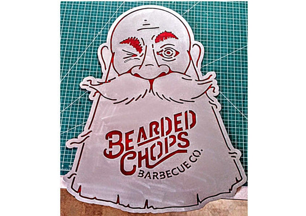 Bearded Chops Custom Metal Logo Sign