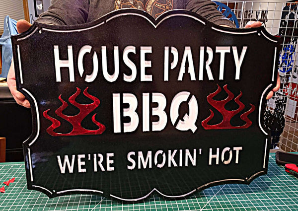 House Party BBQ Custom Metal Logo Sign