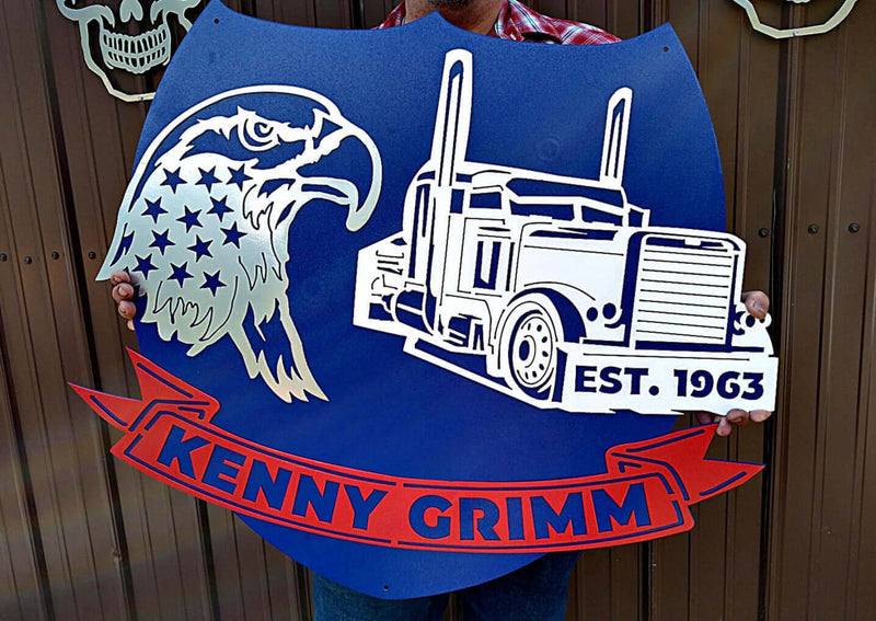 Kenny Grimm Trucker Custom Metal Logo Sign