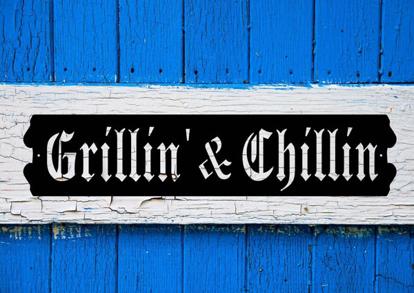 Grillin' & Chillin' II  Metal BBQ Sign