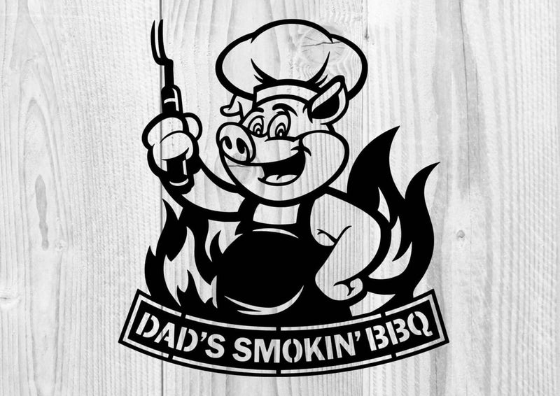 Custom Dad's Smokin' BBQ Metal BBQ Sign