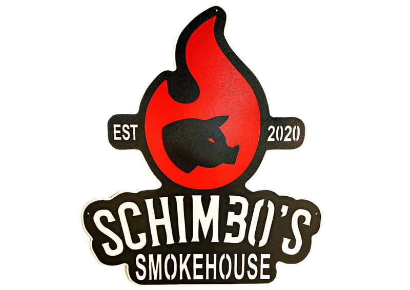 Schimbo's Smokehouse Custom Metal Logo Sign