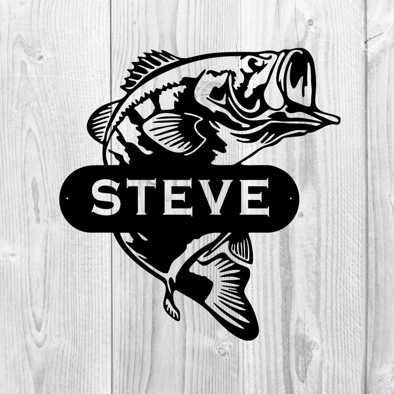 Custom Bass Fishing Name Sign