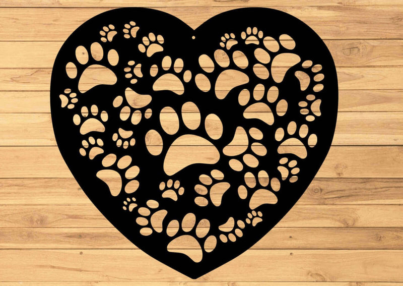 Heart with Dog Paws Metal Sign