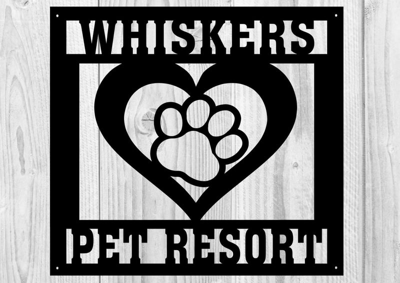 Whiskers Pet Resort Metal Sign