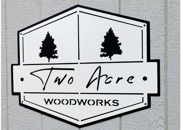 Two Acre Woodworks Custom Metal Logo Sign