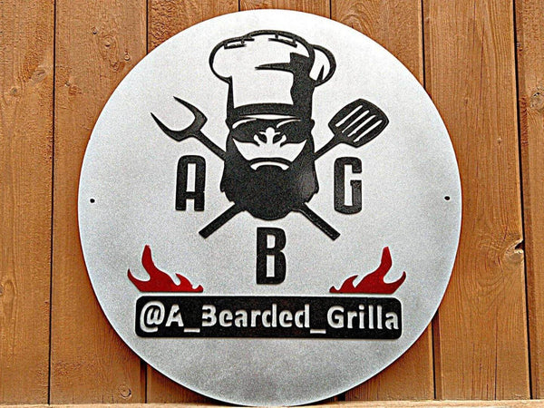 Bearded Grilla Custom Metal Logo Sign