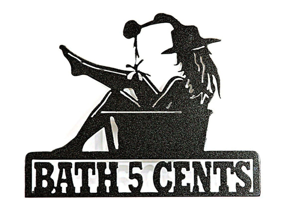 Bath 5 Cents Metal Bathroom Sign