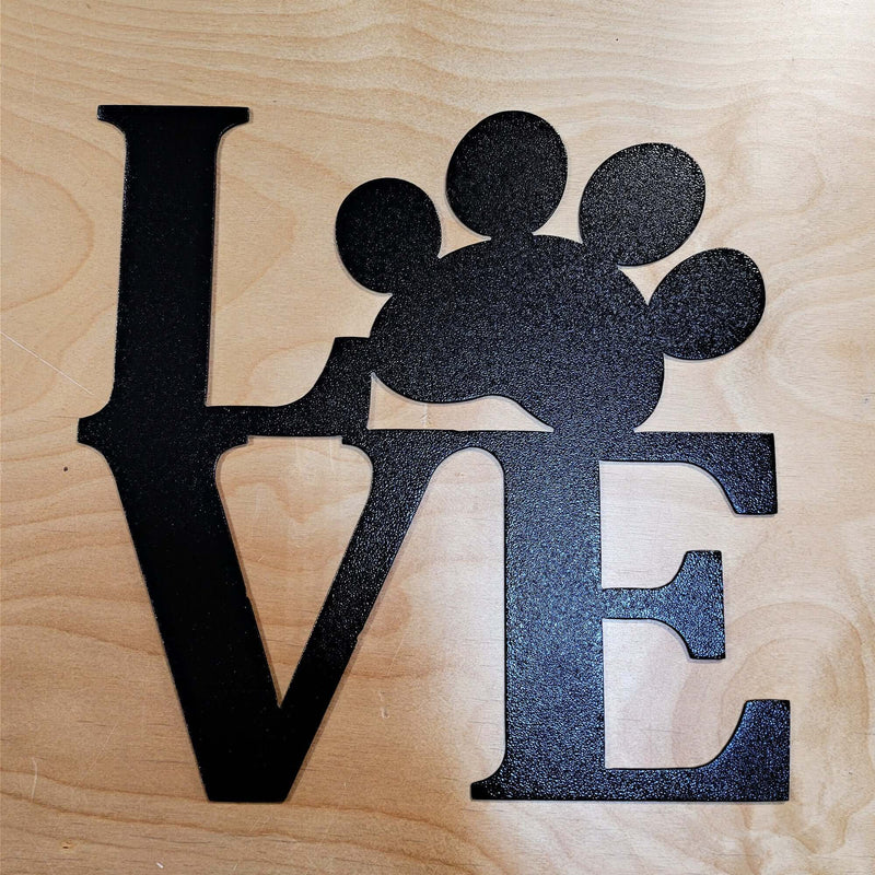 Love with Paw Metal Sign