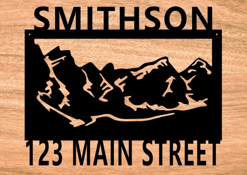 Family Address Sign with Mountains