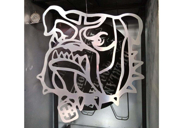 Bulldog Mascot Custom Metal Logo Sign