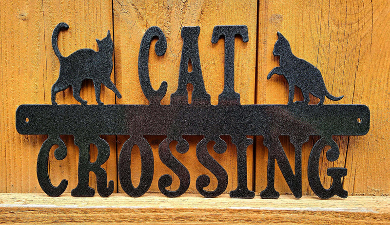 Cat Crossing Metal Sign