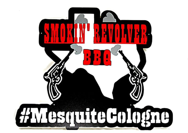 Smokin' Revolver BBQ Custom Metal Logo Sign