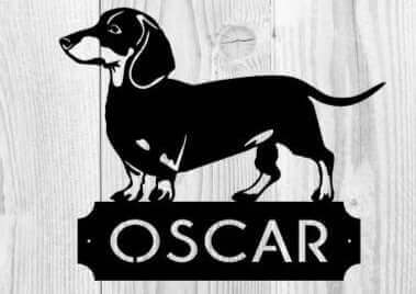 Dachshund with Name Metal Sign