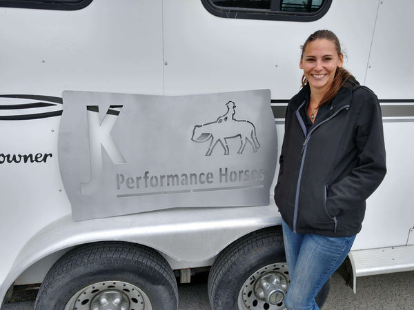 JK Performance Horses Custom Metal Logo Sign