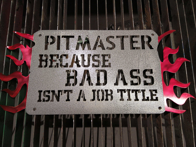 Pitmaster Metal Sign with Flames