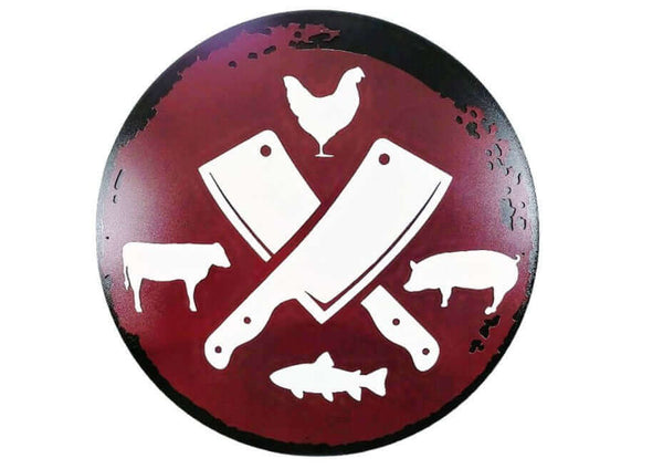 Heights Meat Market Custom Metal Logo Sign
