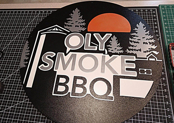 Oly Smoke BBQ Custom Metal Logo Sign