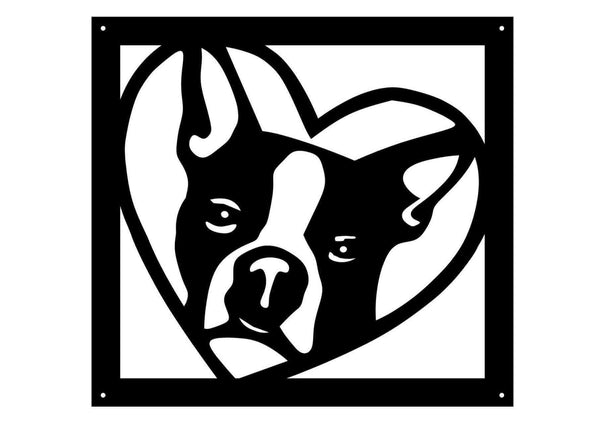 Boston Terrier in Square with Heart