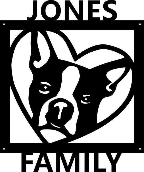 Boston Terrier with Name Metal Sign