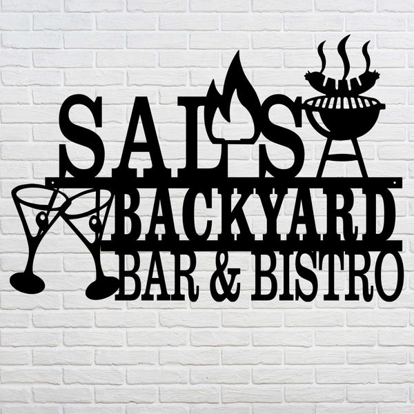 personalized bar and bistro metal sign