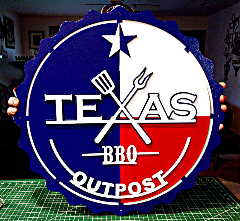 Texas BBQ Outpost Custom Logo Sign