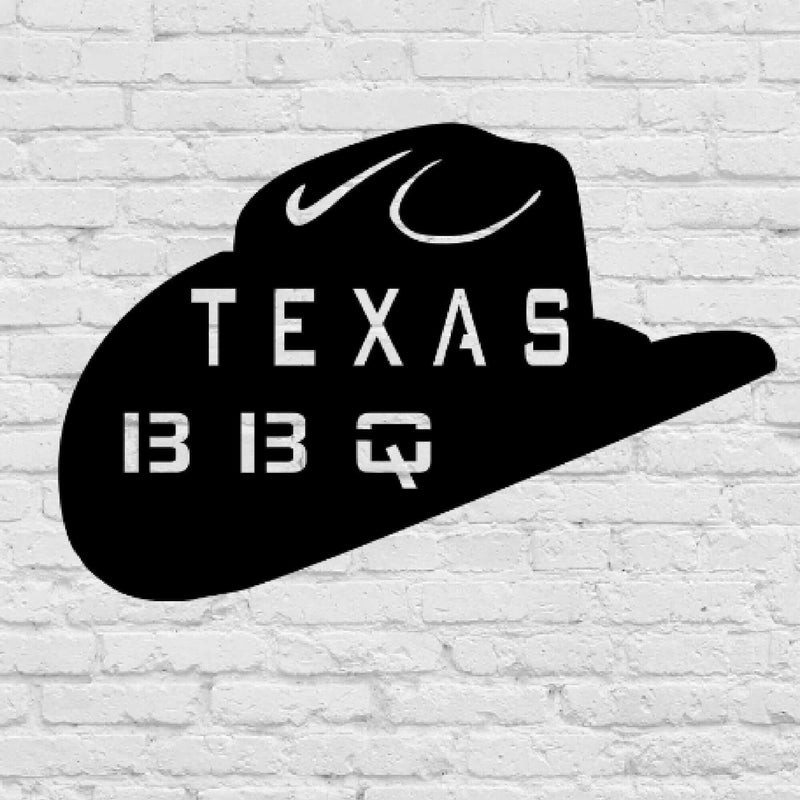 Texas BBQ Hat  Metal BBQ Sign