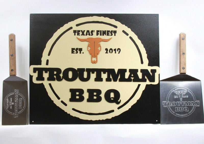 Troutman BBQ Custom Metal Logo Sign