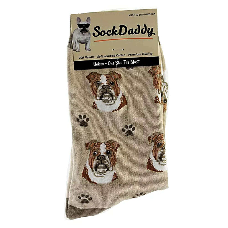 Bulldog Dog Socks with Bulldog Face