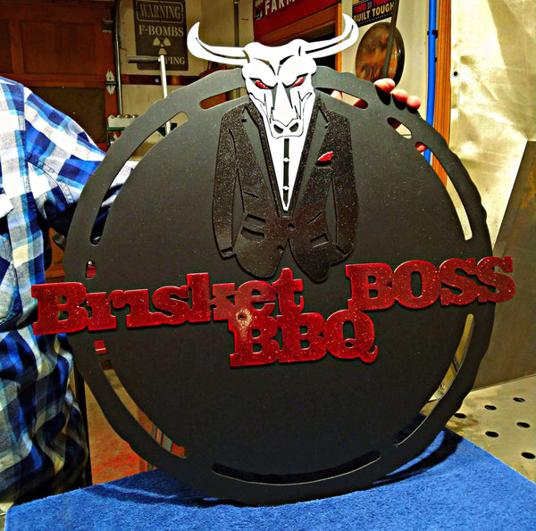Brisket Boss BBQ Custom Metal Logo Sign